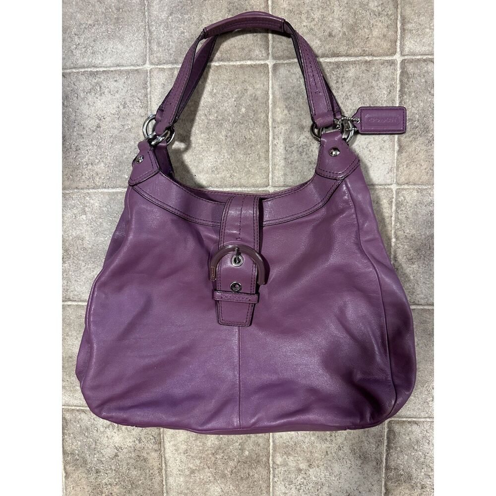 Coach Soho LynnF17092 Plum Purple Leather Hobo Shoulder Bag Y2K Vintage